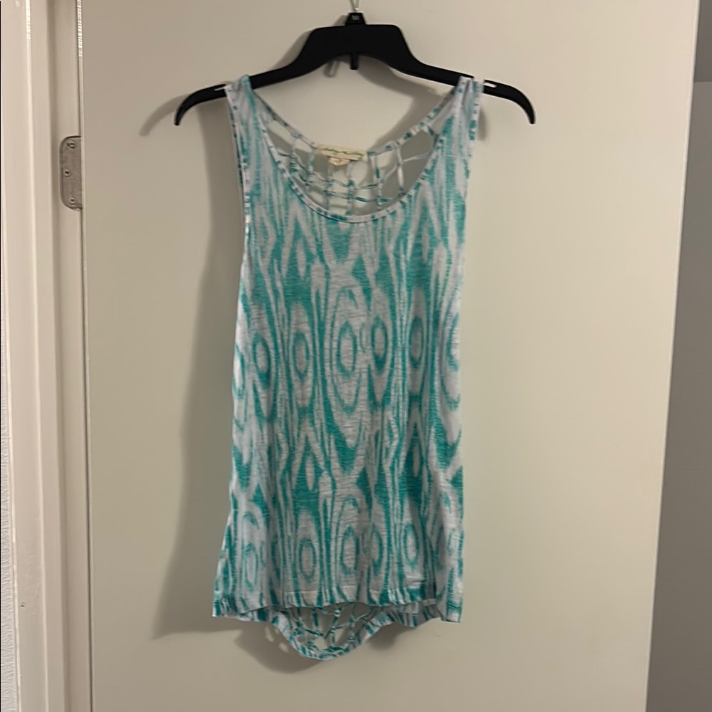 Sleeveless Teal Patterned Women's Top
